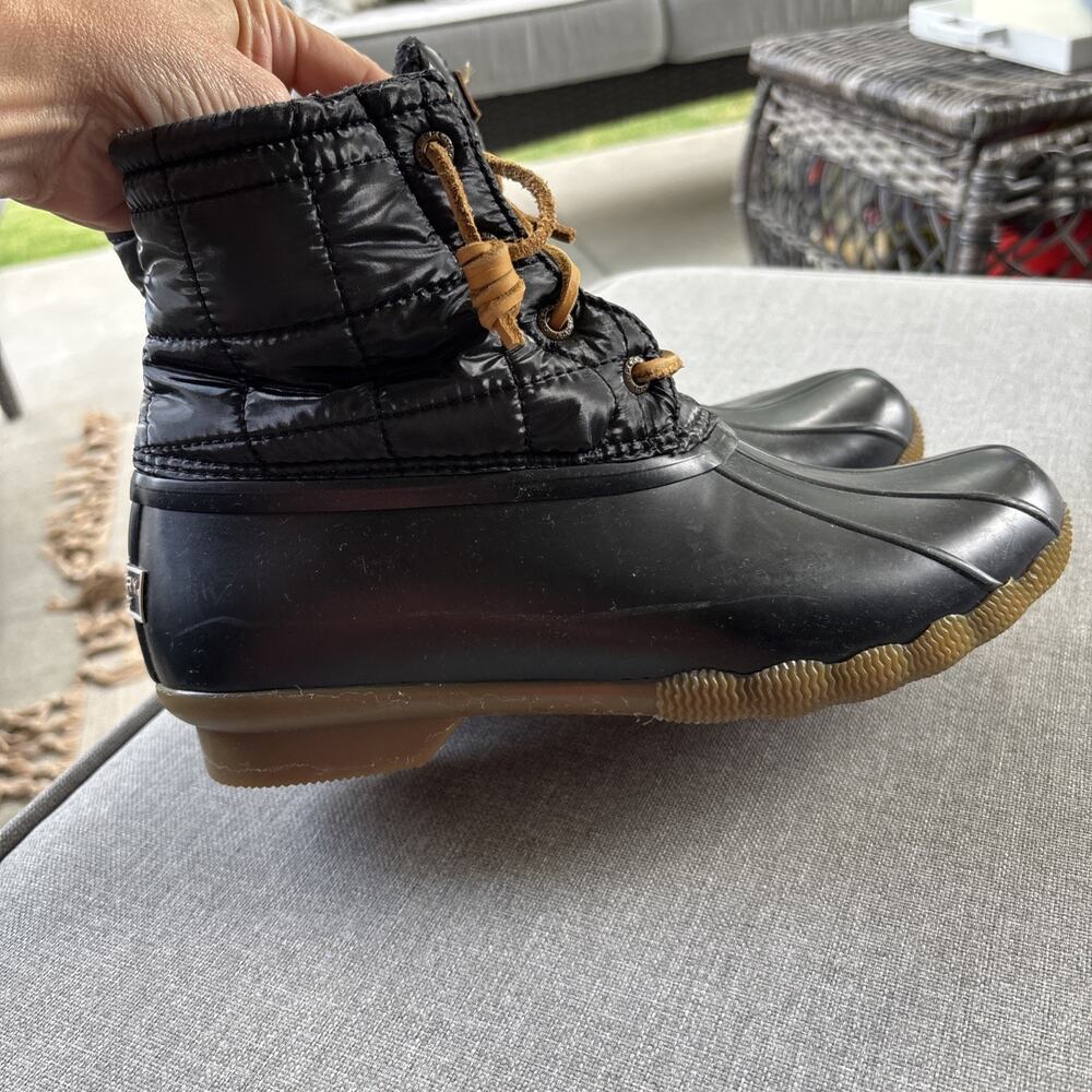 Sperry Womens Size 8.5 Quilted Waterproof Rubber Duck Boots Blue Zippered - Picture 10 of 11